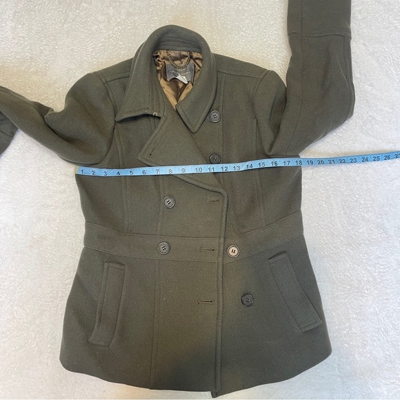J. Crew Stadium Cloth by Nello Gori Wool Blend Green Preppy Pea Coat Women's 8P - Picture 5 of 9